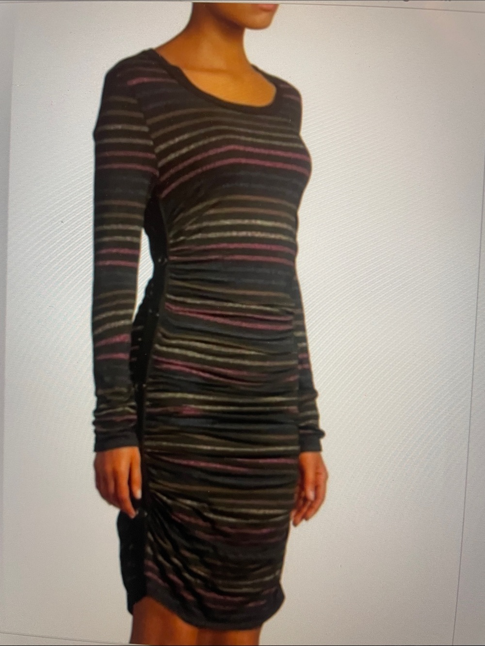 Veronica Beard Lurex striped ruched knit dress sz M